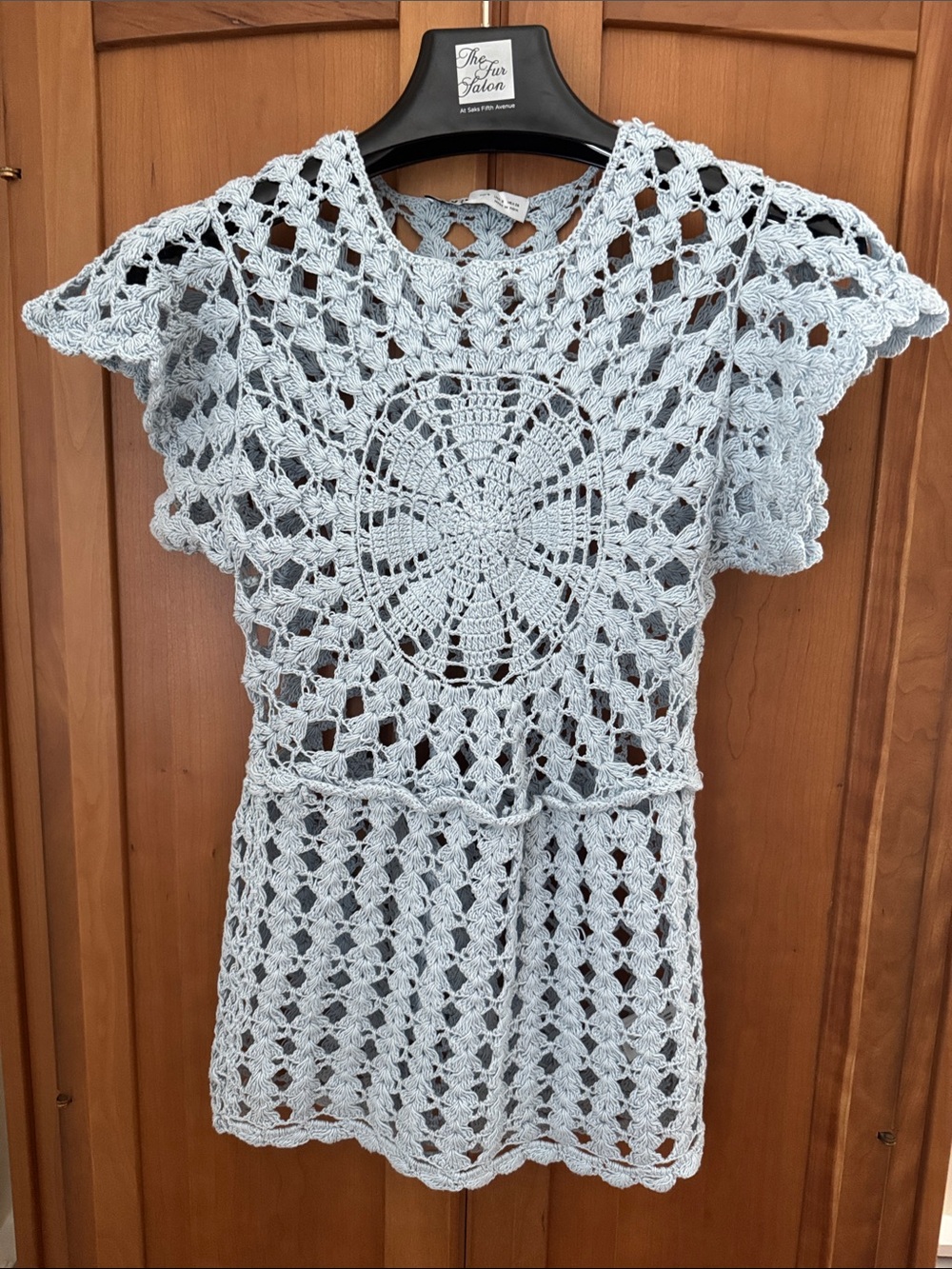 Zara Pale Blue Crochet Tunic Top